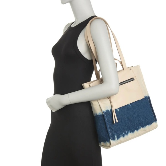 LUCKY BRAND Soue Tie Dye Twill Tote Bag - Cream & Blue Canvas - NWT